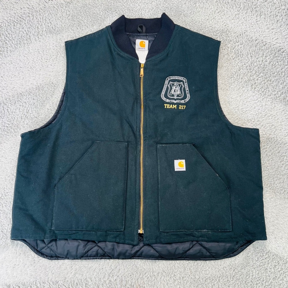 Vintage Carhartt Vest V01 3XL Black Duck Canvas‎ Workwear Union Logo Made in USA